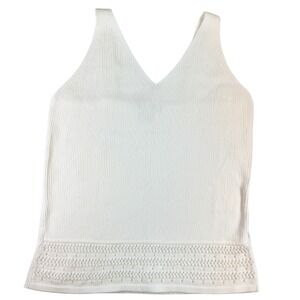 Pierre Cardin Women's Tank Top White Knit Cotton XL Made in Australia